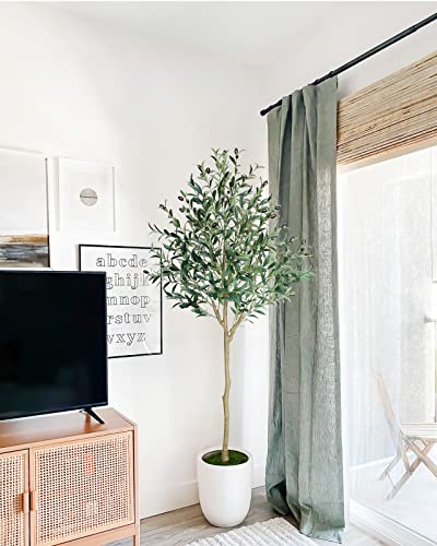 Kayfia Artificial Olive Tree 5.3Ft Fake Tree Silk With Woven Basket Planter Olive Branches And Fruits Faux Plants Indoor Tall For Modern Office Living Room Nursery Home Decor Housewarming Gift #TOP5