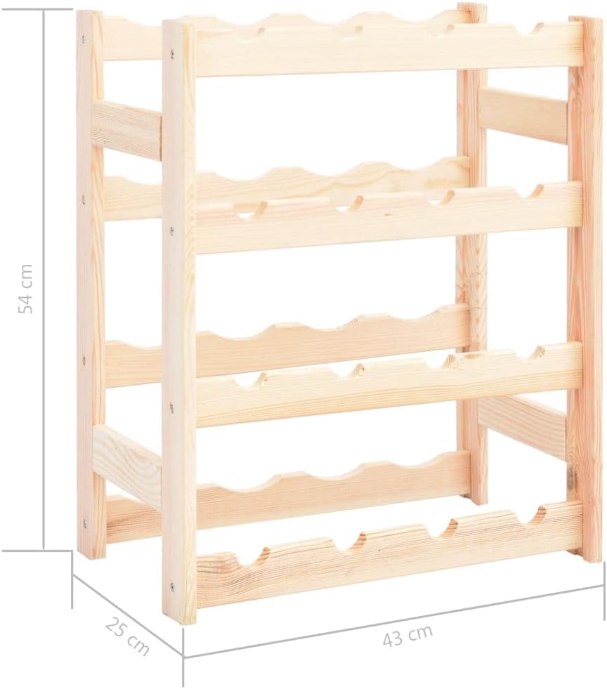 Pinewood Wine Rack - 16 Bottles Display Shelf, Bar Storage, Tabletop Cabinet, Kitchen Decor, Liquor Accessories