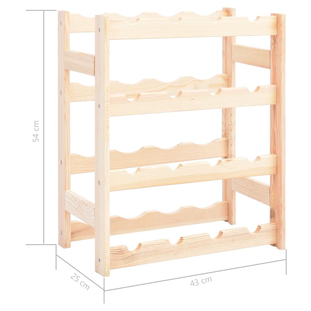 Botellero de madera de pino, 43 x 25 x 54 cm, 16 botellas, moderno y estrecho para salón, cocina, pasillo y sótano