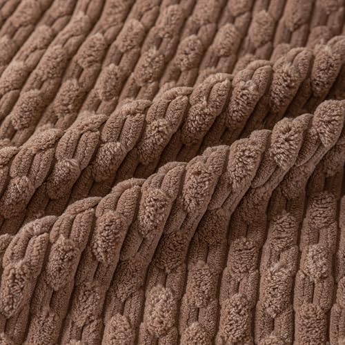 Set of 4 Beige Brown Coffee Decorative Throw Pillow Covers 26x26 Inch Corduroy Pillow Covers for Bed Couch Sofa Living Room Soft Square Cushion Cases