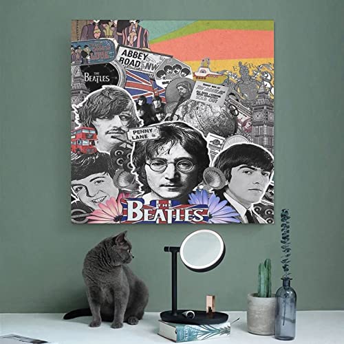 Poster The Beatles HD 2 sur toile – Décoration murale – Pour salon, chambre à coucher – Sans cadre : 50 x 50 cm - Les Beatles, Paul McCartney, John Lennon, RIngo Starr, George Harrison Poster The Beatles HD 2 sur toile - Décoration murale - Pour salon, chambre à coucher - Sans cadre : 50 x 50 cm – Image 4