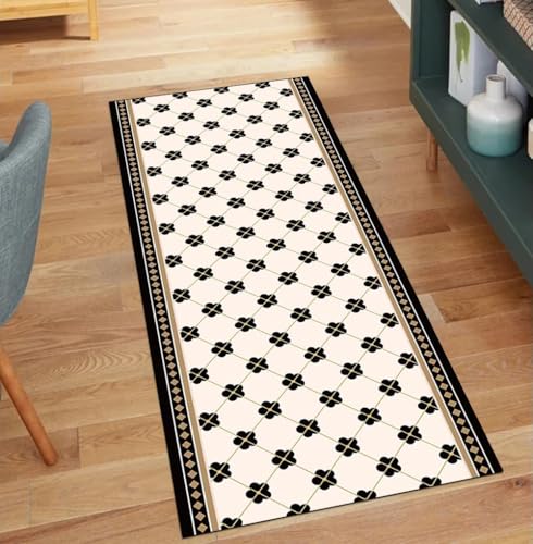 Alfombra de pasillo de 80x150 cm moderna textil lavable beige para hogar 2