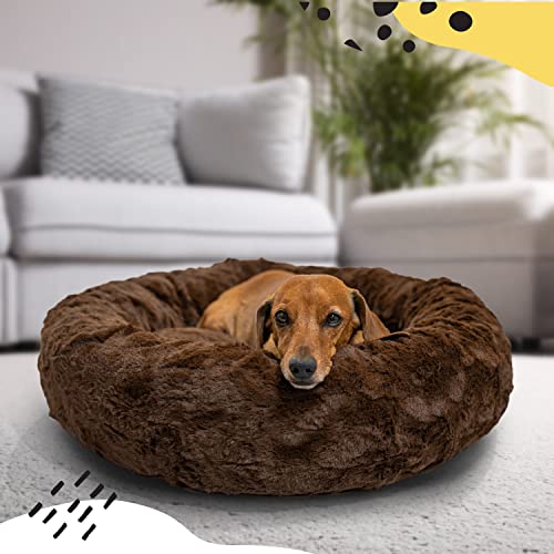 Best Friends By Sheri The Original Calming Donut Cat And Dog Bed In Lux Fur Dark Chocolate, Small 23X23 #TOP4