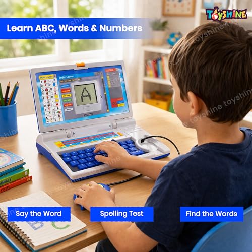 Image of Toyshine Educational Kids Laptop with 20 Activities Alphabet|Letter|Words|Games|Mathematics Music|Logic Memory Tool Fun Learning Educational Kids Laptop Educational Toy Boys Girls 5+