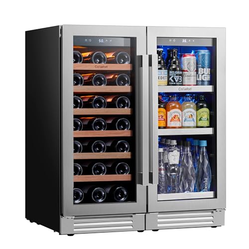 Ca'Lefort 30 Inch Beverage Refrigerator, 15" Beverage Fridge and 15" Beverage Cooler Side-by-Side for Chilled Beer Soda or Wine, Temp Down to 34°F, Holds 200 Cans
