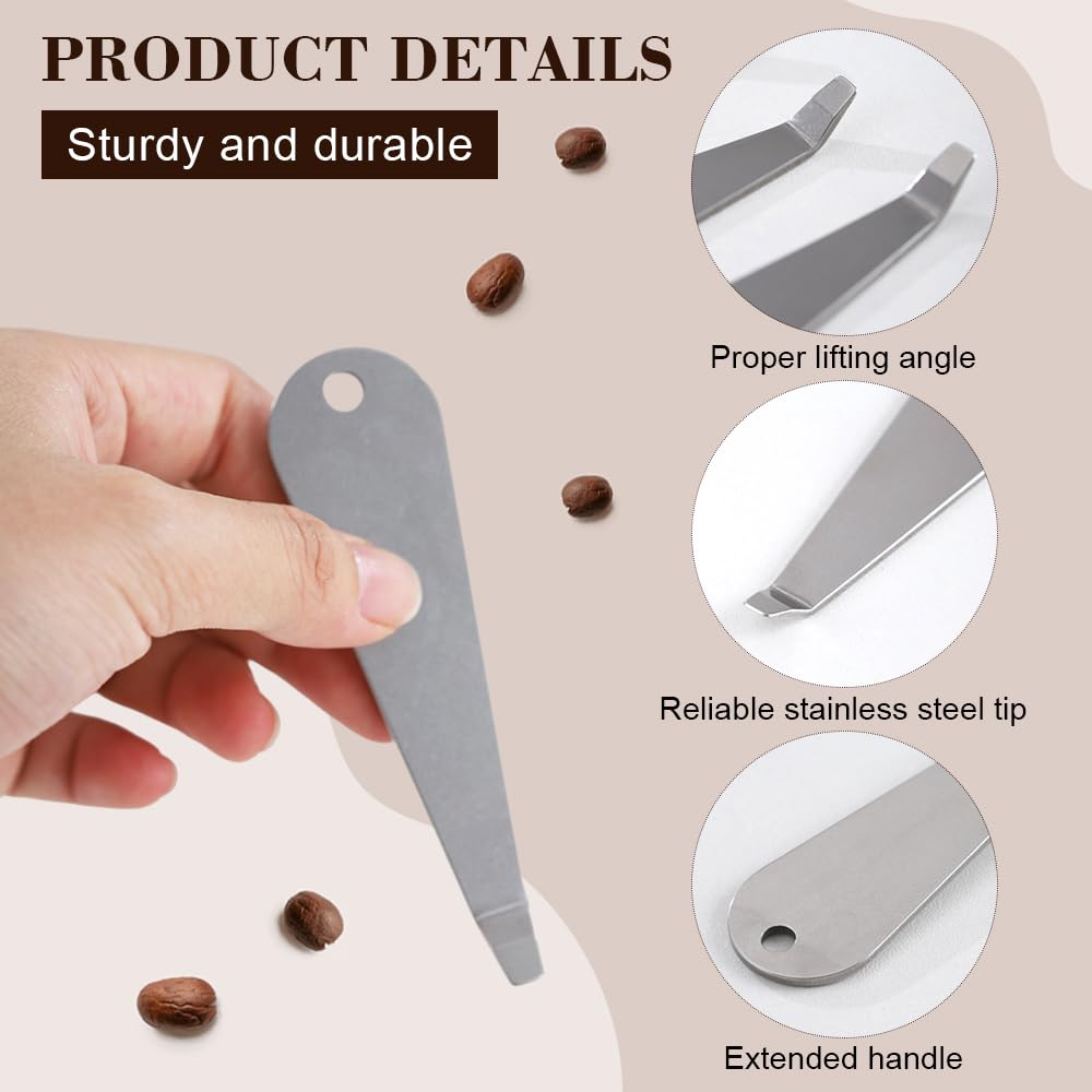 Extractor Cesta Cafe de Acero Inoxidable,Accesorios para Amantes del Café,Herramienta de Cestas de Portafiltro,Removedor de Tazas de Polvo,Herramientas de Palanca para Entusiastas del Café