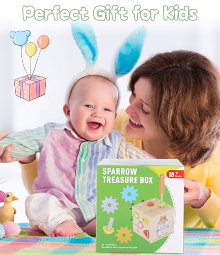 Zaxiva Motorikwürfel ab 1 2 3 Jahr, 5 in 1 Montessori Spielwürfel für Kinder, 49 Pcs Activity Würfel Baby Lernspielzeug aus Holz, Geschenke von Motorikspielzeug für Baby ab 18 Monaten