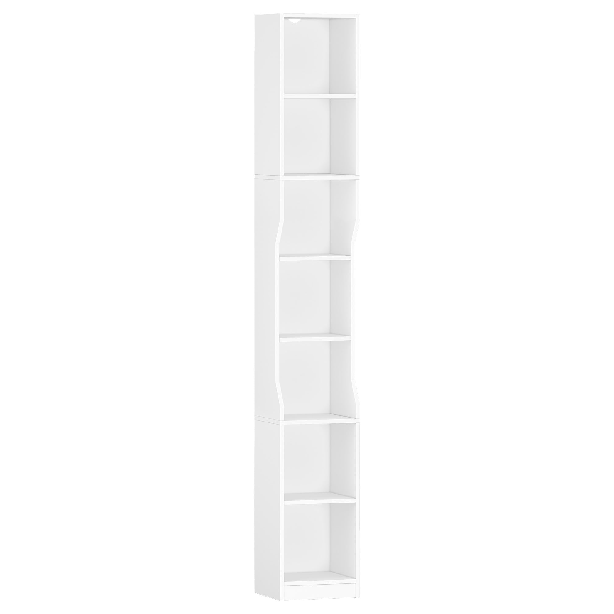 HEXCELEN Librería Vertical de 7 Niveles, 28 x 30 x 208,1 cm, Blanco | Estantería Estrecha, Estantería Cubo, Estanterías de Almacenamiento, para Estudio, Salón, Dormitorio, Moderno