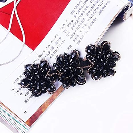 1pcs three-section flower black Hierro en Parches，Pegatinas Bordado Bricolaje Decoración，para Ropa, Jeans, chaquetas, mochilas, faldas