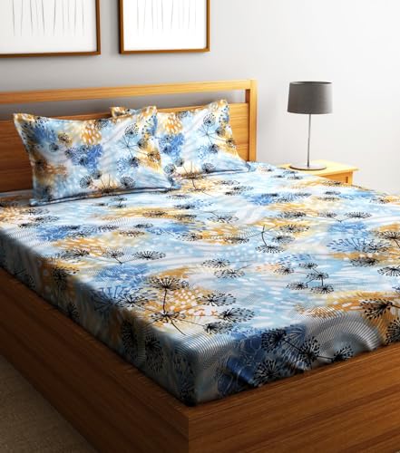 Image of Home Sizzler 210TC Floral Fusion Double Bedsheet with 2 King Size Pillow Covers