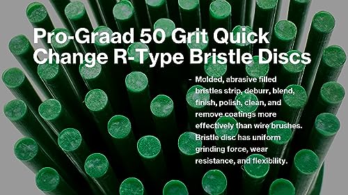 Image of 5 Pack 1 inch 50 Grit Green R-Type Bristle Disc | Ceramic-Aluminum Oxide Abrasive Bristle Disc with Quick Change Roll Lock, Pack of 5, Green