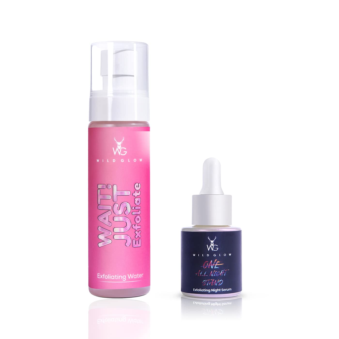 WildGlow Exfoliating Combo, Exfoliating Water Toner (100ml) & Exfoliating night serum 20ml), Deeply moisture the skin, Skin hydration, 10% AHA, Immediate smooth texture, Pack of 2