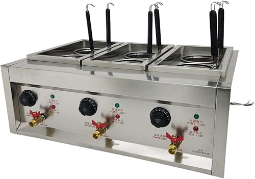 Miniatura 2 de 220 V 6000 W 6 agujeros máquina eléctrica de cocina de fideos, horno de cocina de pasta de acero inoxidable con 6 cestas de pasta de bola de masa