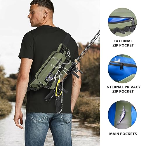 THKFISH Waterproof Fishing Waist Pack with Fishing Rod Holder, Fishing Tackle Bag with Adjustable Strap - Image 3