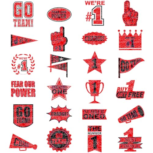 Landhoow Red Black 240 Pcs School Spirit Tattoos Football Spirit Item