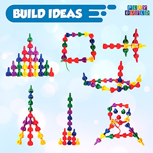 Image of Rainbow Pegs and Board Deluxe 200pc Set, Montessori Baby Toys, Stacking and Lacing Pegs, Baby and Toddler Toys, Play and Learn STEM Toy, Fine Motor Skills, Ages 3+