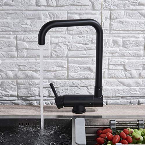 Grifo monomando de cocina negro con rotación de 360 grados y caño plegable LWX 5
