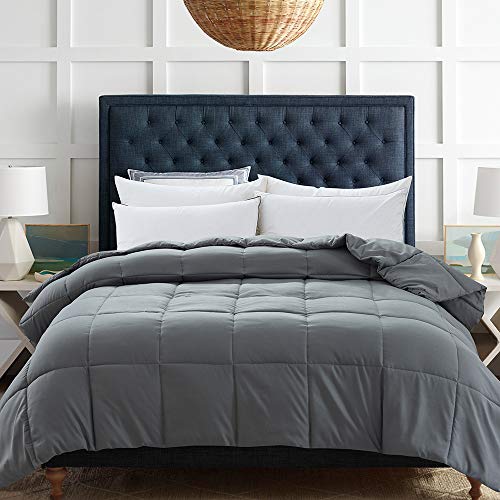 Decroom Grey Down Alternative Comforter for Bed, Lightweight Hypoallergenic Duvet Insert, Fluffy Blanket