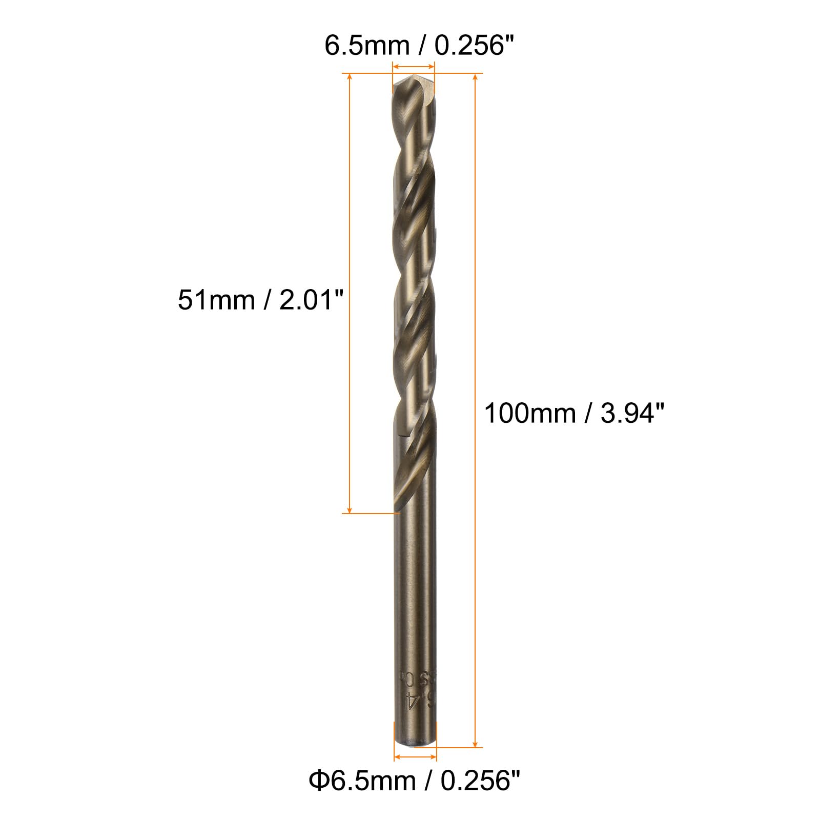 HARFINGTON 10 brocas Jobber de cobalto de 6,4 mm M35 de acero de alta velocidad HSS para acero inoxidable, cobre, madera, plástico y otros materiales duros
