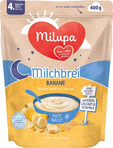 Milupa Milchbrei Banane Gute Nacht nach dem 4. Monat, 4er Pack (4 x 400 g)