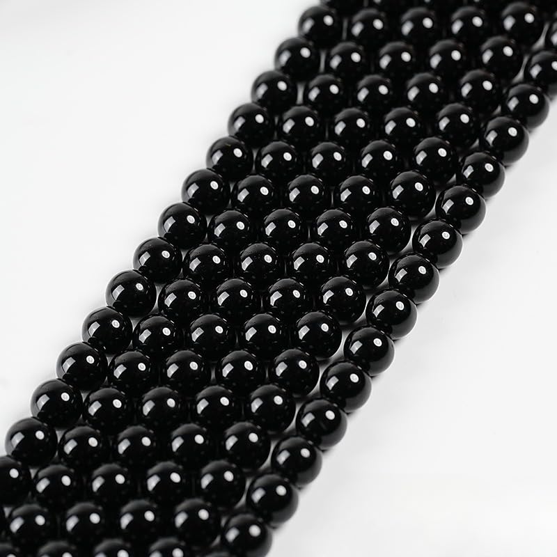 SUNNYCLUE 200 Perle Di Ossidiana Nera 6mm Per Gioielli Fai Da Te | Kit Con Filo Elastico E Contenitore | Pietre Naturali Per Bracciali E Collane - 6