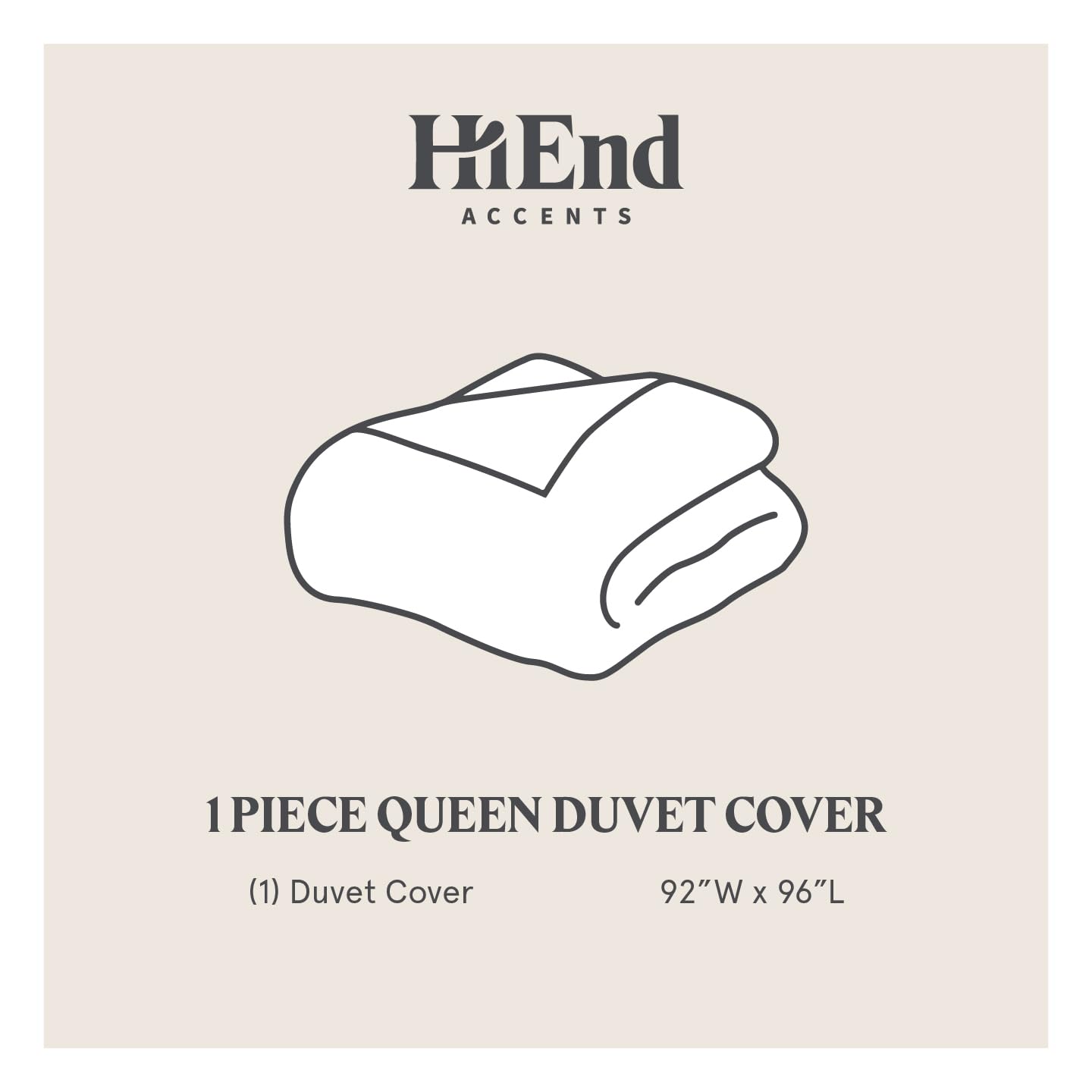HiEnd Accents Madison Super Queen Duvet Cover, Oatmeal Medallion Applique Bedding, Classic Casual Comforter Cover