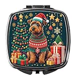 Caroline's Treasures Welsh Terrier Christmas Compact Mirror Decorative Travel Makeup Mirror for Women Girls Gifts Pocket Makeup Mirror Folding Handheld