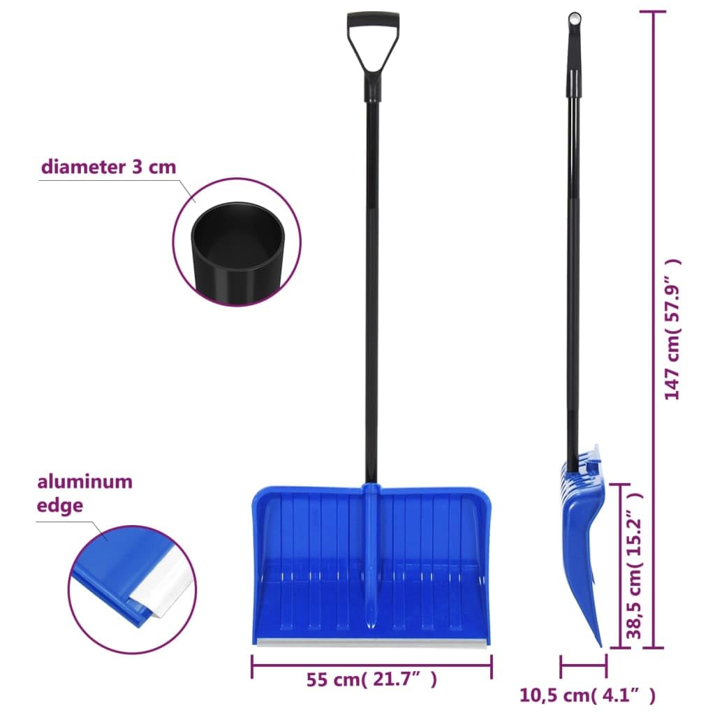 vidaXL Pelle à Neige Bleu 147 cm Métal