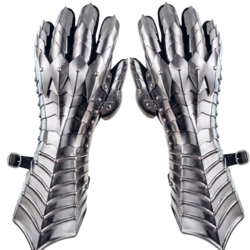 Image of AnNafi Fantasy Knight Gauntlets SCA Armor Gauntlets Knight Gloves Iron Medieval Functional Armor Gloves Warrior Metal Gauntlets Armour Replica Steel Gloves For Men Wearable Adult Nazgul gauntlets