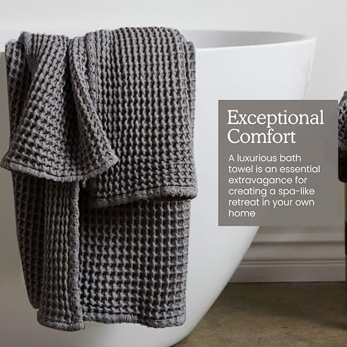 Image of Bath Towel, Cotton Waffle Weave,28X55 inches Bath Towel for Highly Absorbent, Quick Dry and Durable and Softer Touch for Both Men and Women - Pack of 1 (Grey)