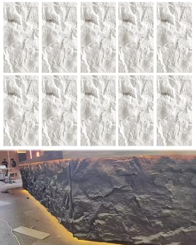 Paneles de pared 3D con efecto de piedra sintética, panel de revestimiento de pared de 6 cm de grosor, 120 x 60 cm, panel de revestimiento de poliuretano para decoración de pared interior exterior