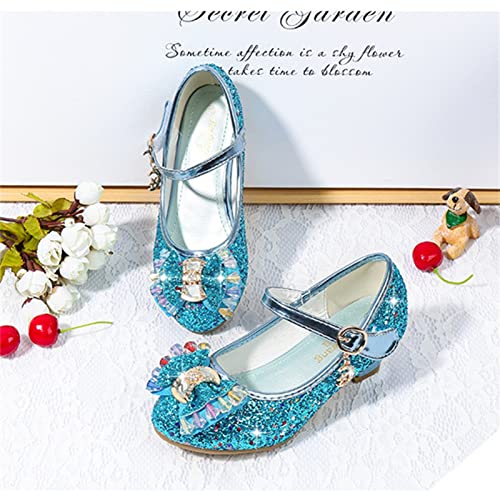 OMEARK Girls Princess Dress Up Shoes Sparkly Low Heeled Rhinestone Bow Tie Round Toe Shoes Fashion Glitter Sequins Pumps Shoes for Toddler/Little Kid Party Wedding Dress Shoes4
