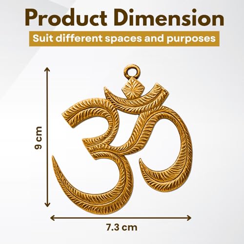 Image of CARBON Gold Plated Om Wall Hanging for Home, Temple & Puja Room | Sacred Metal Craft Decor for Meditation, Spiritual Interiors & Auspicious Positive Energy Symbol