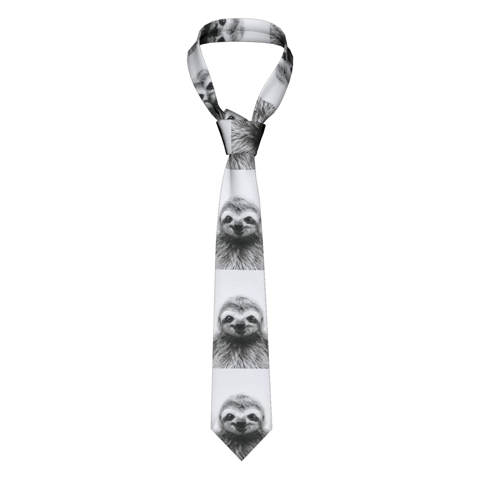 Tradegnow Cute Smiling Sloth Necktie for Men - Full Print, Silk Slim Suit Ties for Business Birthday Wedding Banquet Party 8x145cm