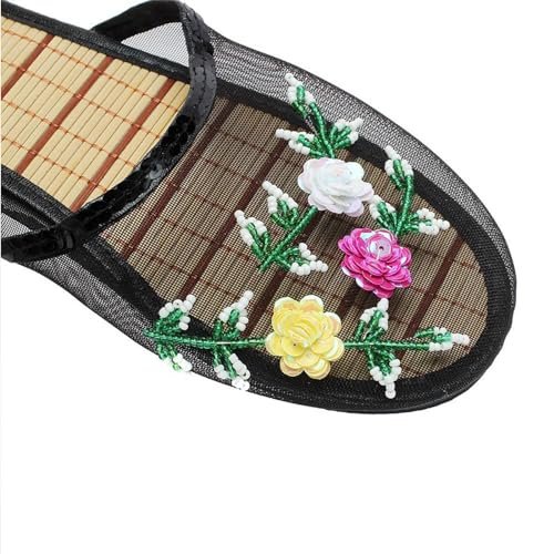 StoneLiquid Chinese Mesh Slippers For Women, New Chinese Mesh Bamboo Flats Slippers Sandal3