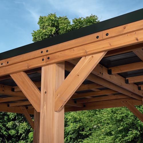 Backyard Discovery Kingsport 20' x 12' Cedar Wood Outdoor Carport Garage with Heavy-Duty Galvanized Steel Slope Roof, Snow Support, Wind Resistance, PowerPort, Shelter to Protect Cars, Boats, Trucks - image 9