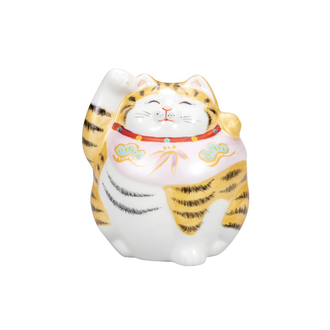 Amazon.co.jp: 九谷焼いわたや 4号福々招き猫・金彩 K8-1476 : ホーム