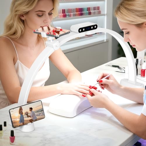 KIRKAS 29in Half Moon Lamp for Nail Desk with Display Screen Phone Holder