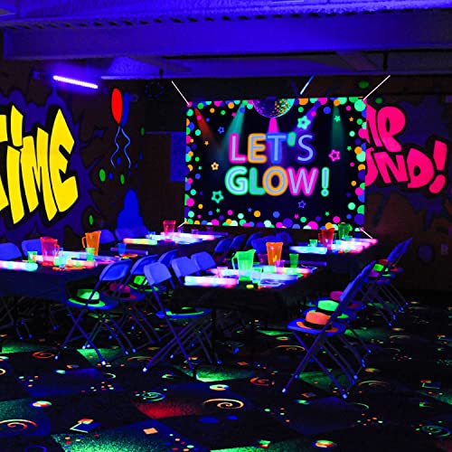 Fondo fotográfico neón Let's Glow 7x5 ft colorido para fiestas miniatura 6