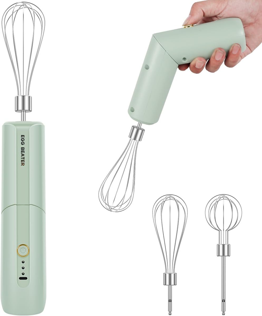 Electric Hand Mixer Handheld Foldable Wireless Egg Beater Whisk USB Rechargeable