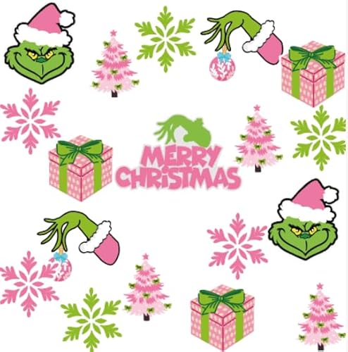 36pcs Pink Grinches Hanging Swirl Decorations - Glitter Pink Christmas Party Décor for Girls Friendsmas Birthday Party Supplies Grinches Ceiling Décor