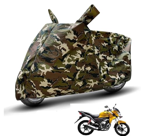 Image of Auto Hub Waterproof Bike Cover Compatible with CB Twister Dustproof, UV Protection Two Wheeler Bike CB Twister Cover - Army Print