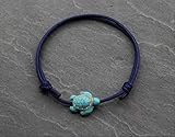  Fußkette Fußschmuck Fußkettchen Fußbändchen Schwarz Dunkel Blau Türkis Schildkröte Surfer Handmade Schmuck