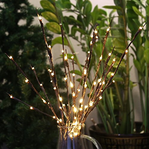 Accmor 4 Pack Led Lighted Twig Branches, Battery Powered 20 Inches 20 LED Lights Branch Lights for Christmas Home Decoration