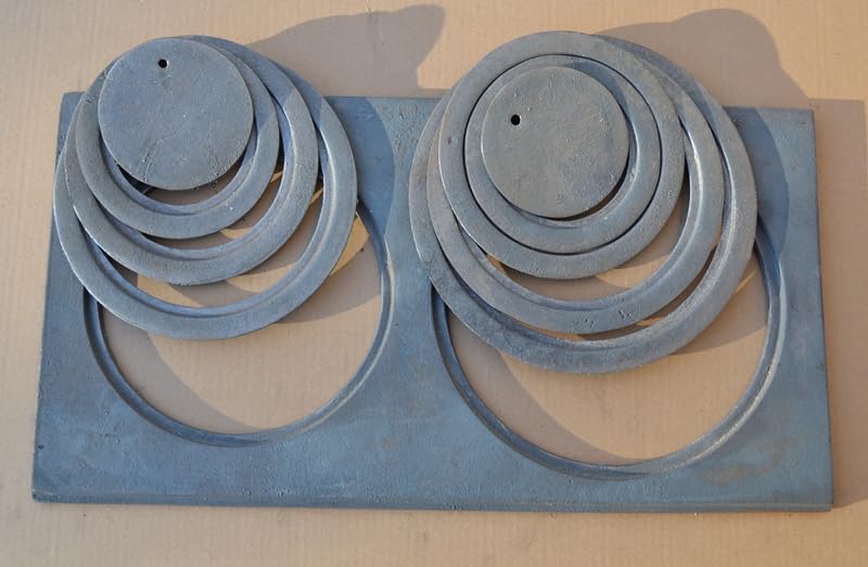 SEZAM Placa de fundición para horno con 2 agujeros, 62 x 32 cm, placa de carbón de hierro fundido gris