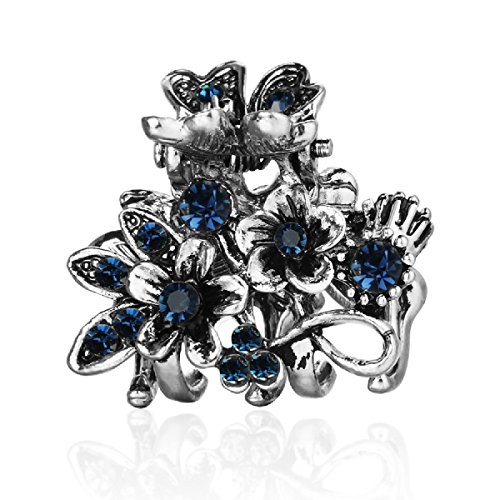 Cottvott Ancient Silver Color Mini Hair Claw Clips Accessory Small Flower Vintage Metal Hairpin for Women