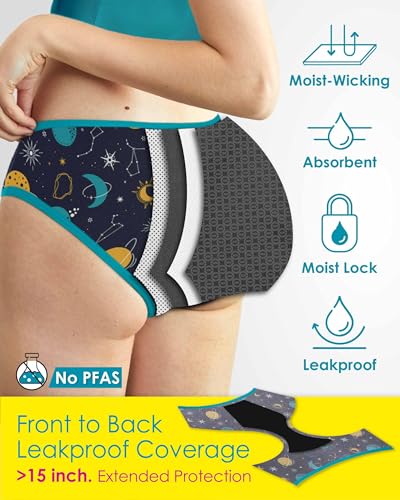 Neione Teen Girls Period Underwear - Leakproof Panties for Tween & First Period Starter, Comfortable Hipster Briefs2