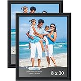 Icona Bay 8x10 Picture Frames (Black, 2 Pack), Beautifully Detailed Molding, Contemporary Picture...