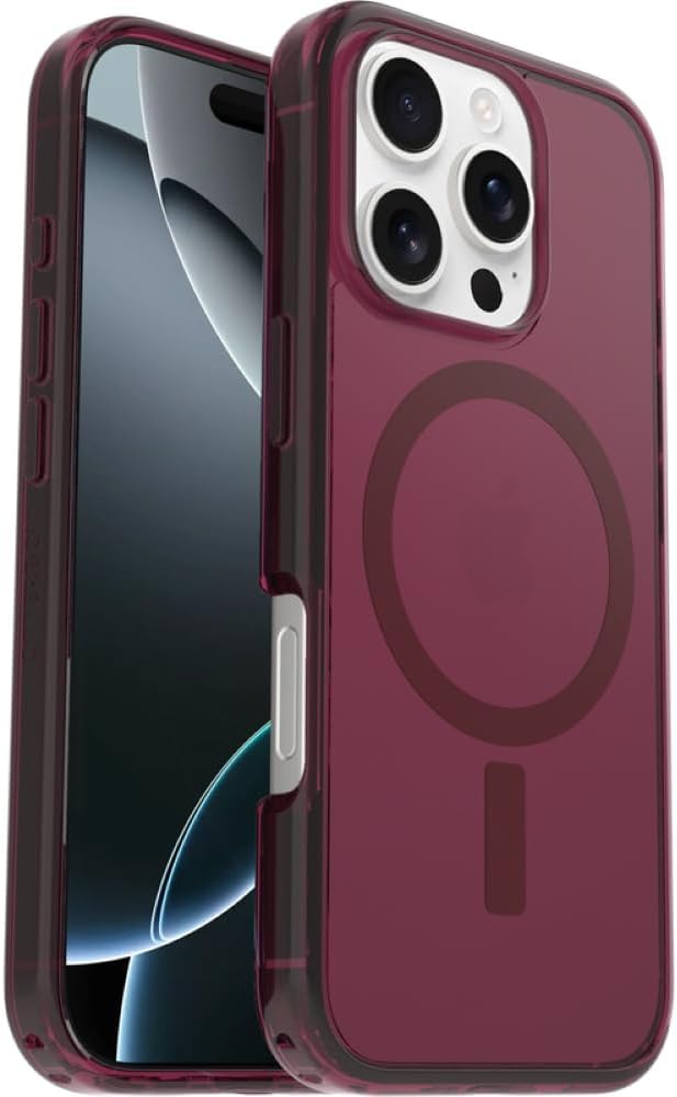OtterBox iPhone 16 Pro - Symmetry Series Case - Clear Red - Snaps to MagSafe - Ultra-Slim - Raised Edges Protect Camera & Screen - Non-Retail Packaging