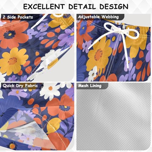 Boys Beach Board Shorts Daisy Bohemia Floral Swim Trunk Teen Swimwear 8-16Y Multicolor3